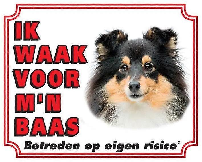 Sticker King Shetland Sheepdog Warning Sign - I Watch Out For Black