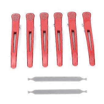 6Pcs Professional Hair Clips NonSlip Dividing Duckbill Hair Clips for Hair Cutting Styling(Red )