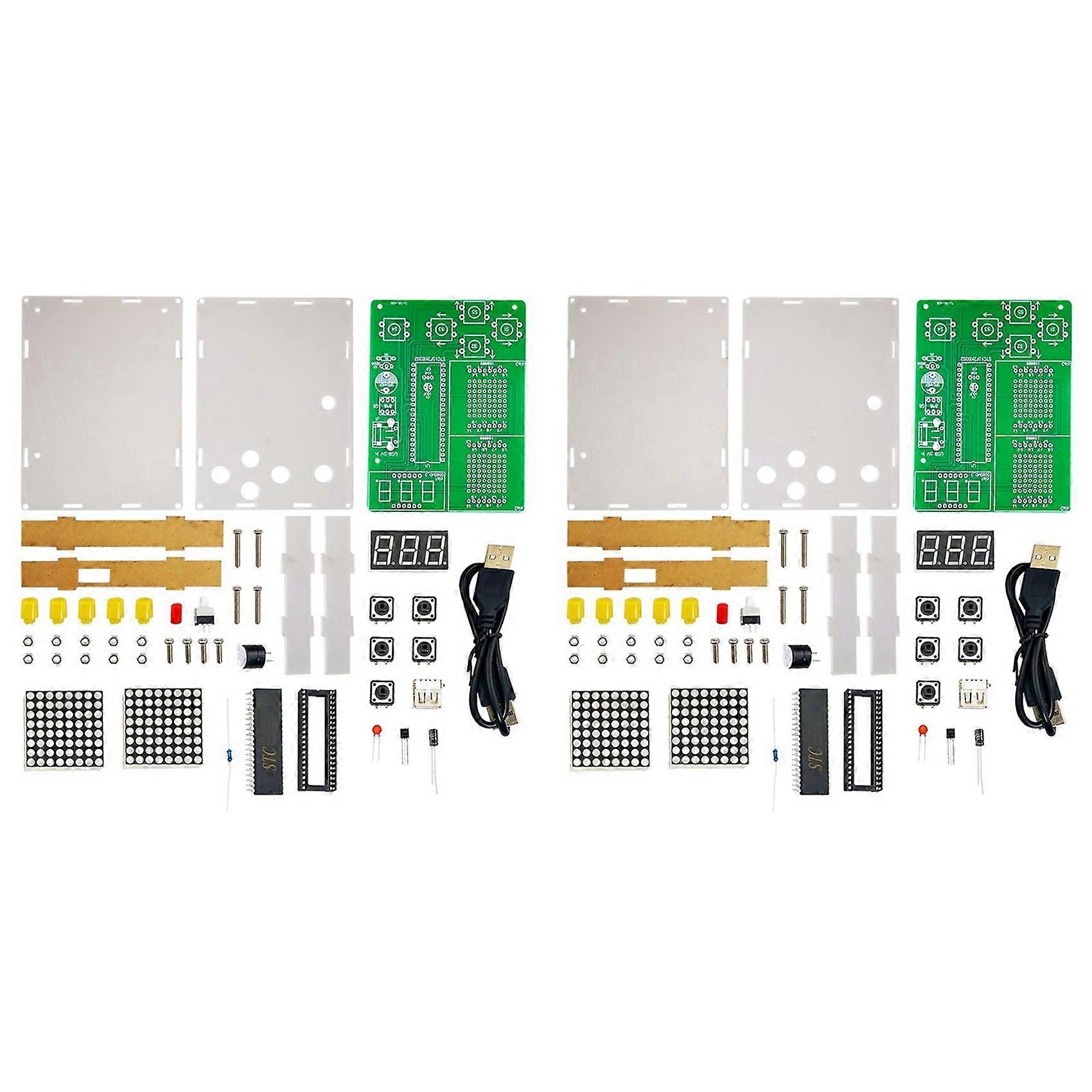 2X DIY Pixel Game Maker Kit Electronics DIY Soldering Project Practice Solder Learning Assembly with Shell