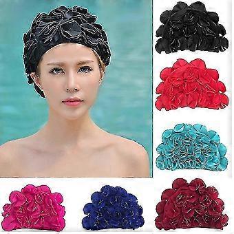 Female Swimming Hat Elastic Nylon Fabric Ear Protect Suitable For Long Hair Swim Use