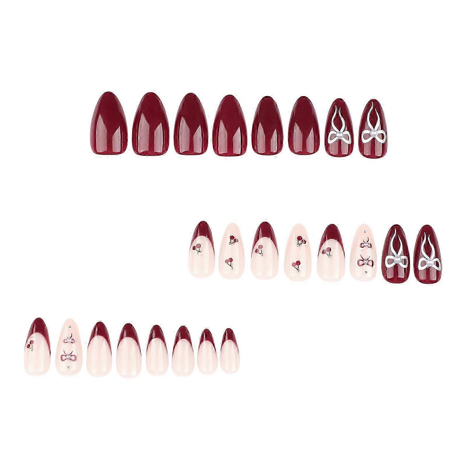Realistic Cherry Print Resin Press-On Nails
