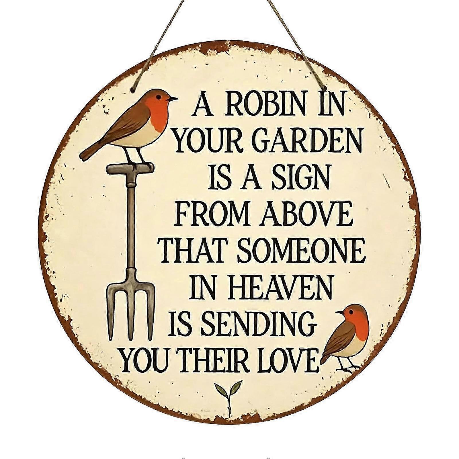 Flat Wooden Robin Memorial Plaque