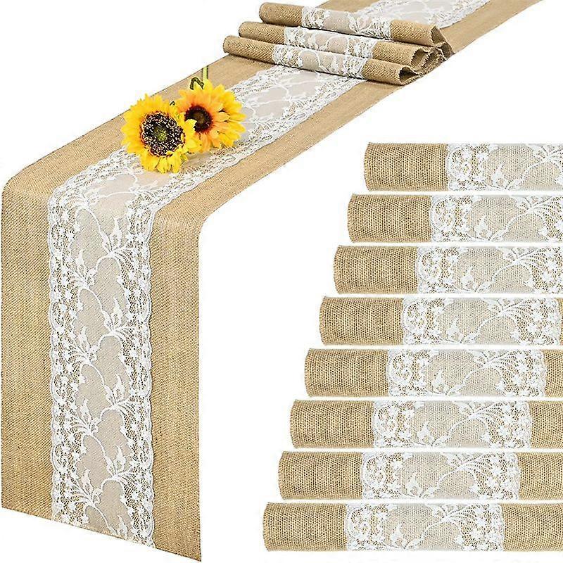 Burlap Lace Table Runner for Wedding Decor Natural Jute Table Runner