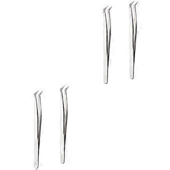 Eyelashes Extension Tweezer for Accurate Use 4Pcs Silver Makeup Tools