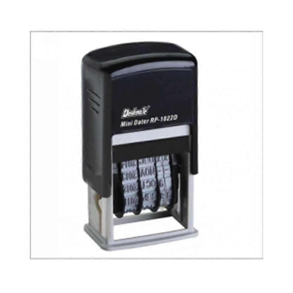 MINI DATE Deskmate Self Inking Stamp Ergonomic Replaceable Built In Inkpad