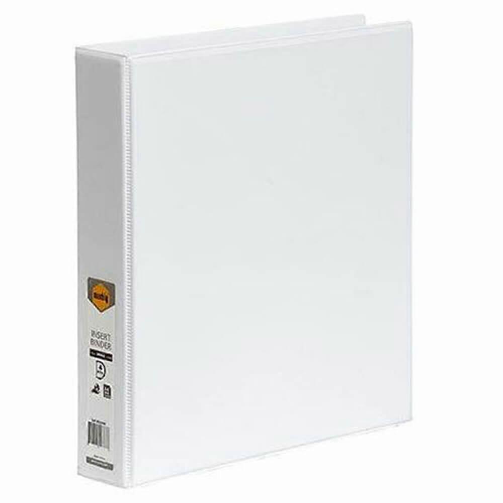 WHITE Marbig 4 D Ring Clearview Insertable Binders A4 38mm Up to 300 Sheets