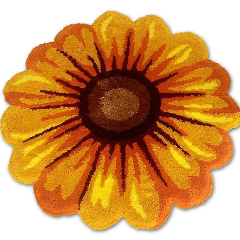 Washable Round Sunflower Rug