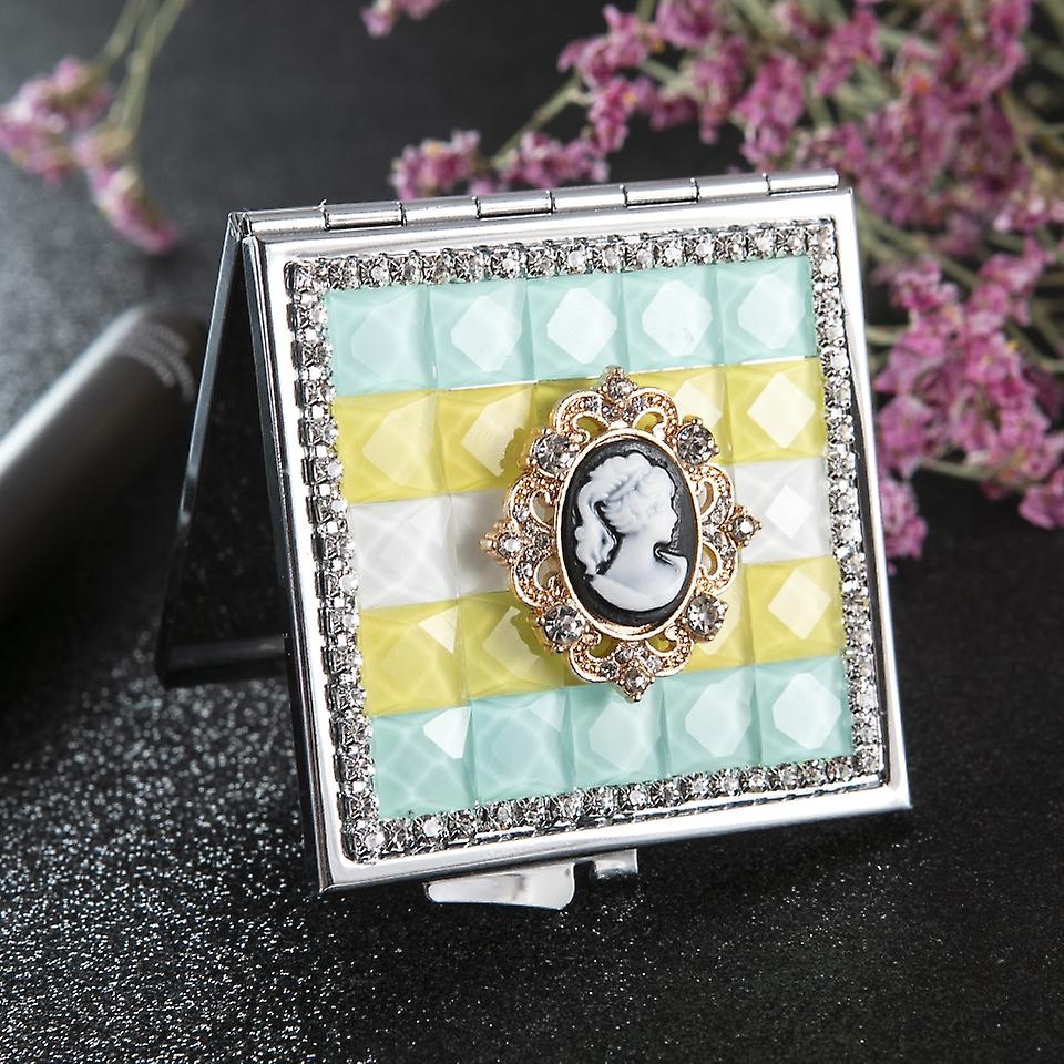 Handmade DIY Diamond Portable Double Sided Folding Mirror