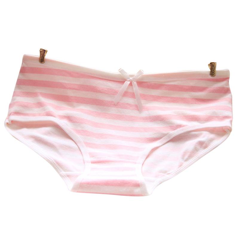 Mujeres Lovely Lindo Ropa Interior Rayas Bow Algodón Briefs