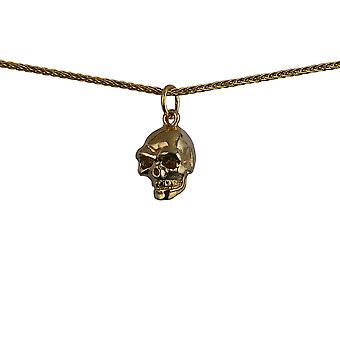9ct Gold 10x11mm Skull Pendant with a 1.1mm wide spiga...