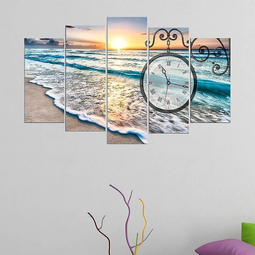 Sea View 5 Pieces Wall Clock Table