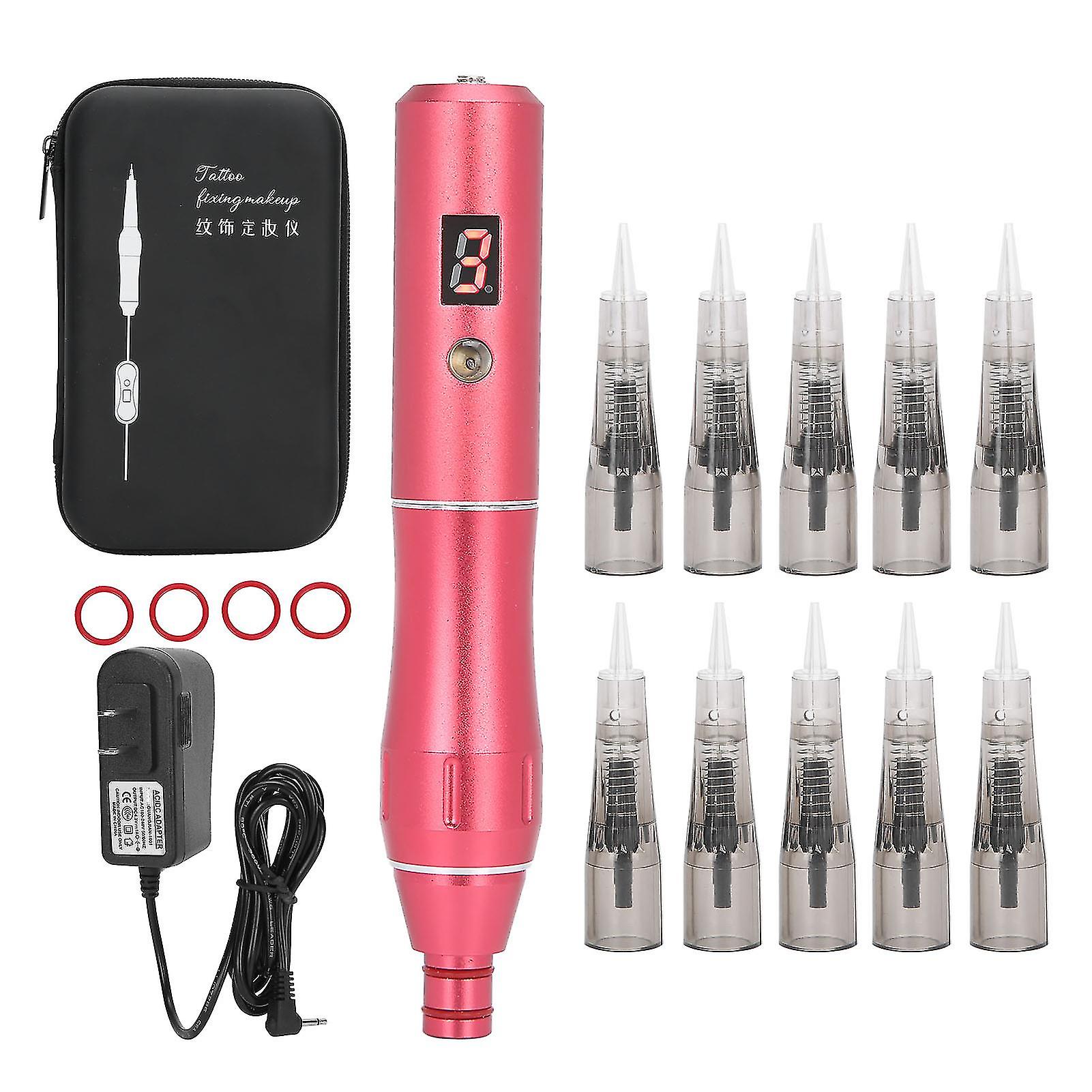 Rechargeable Semipermanent Microblading Machine Cartridge Needle Mts Tattoo Pen Us Plug 100-240v(red )