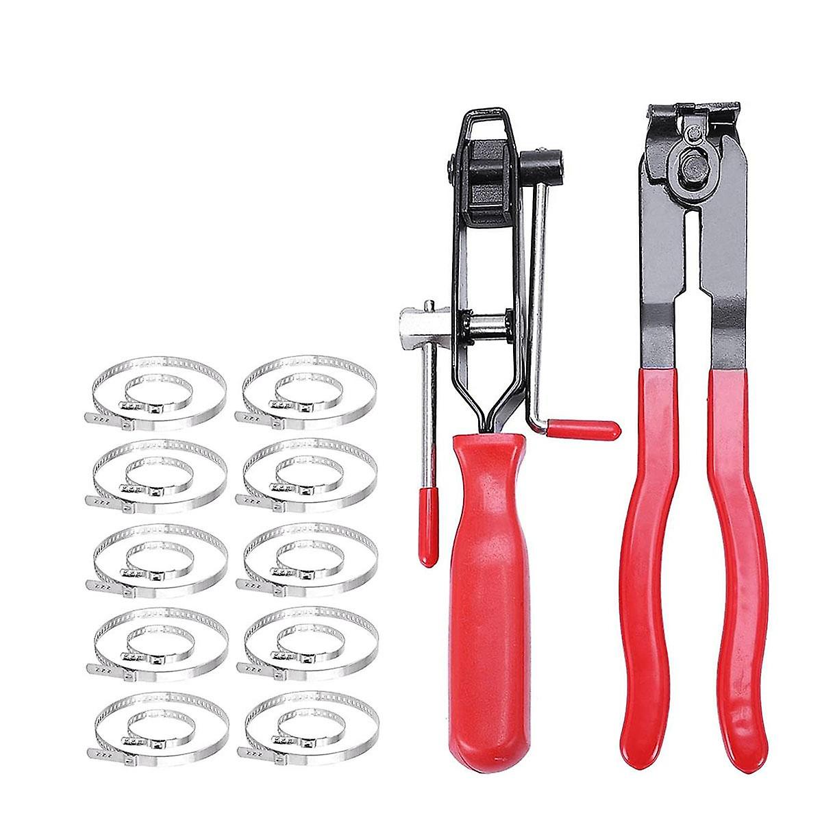 2Pcs CV Boot Clamp Pliers Set with 20Pcs Crimp Bands, Joint Boot Clamp Crimp Pliers, Hose Band Axle