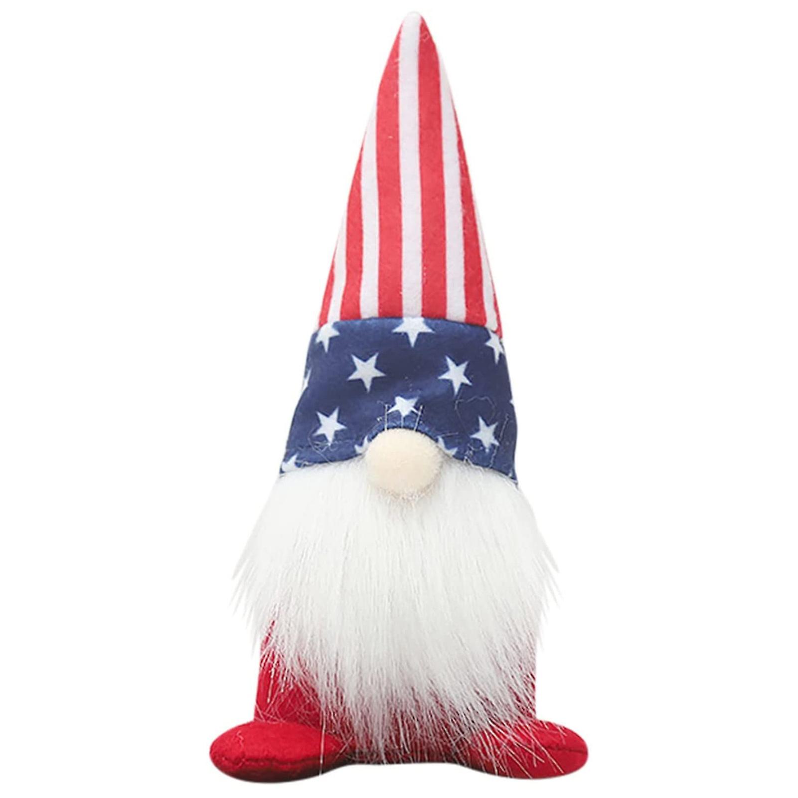 Independence Day Ornament Fuzzy Dwarf Doll Seasonal Patriotic Gnome Plush