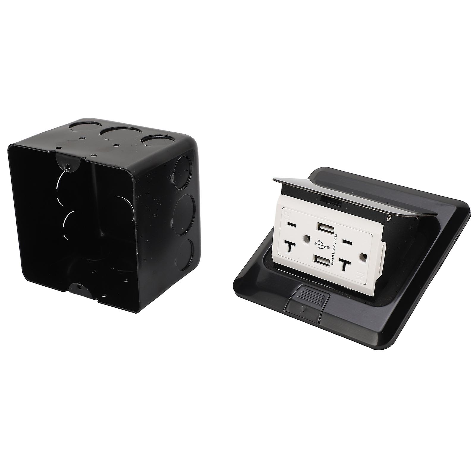 Desktop Socket 20A Power Strip Table Connection Box 3 Hole Outlets Dual USB  AC