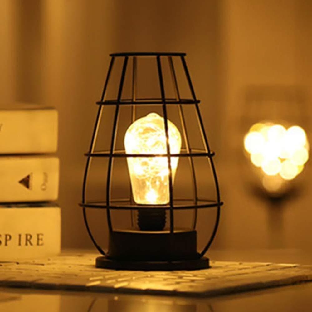 Type 4 Modern Iron Shell Cage Shape Blub Light Table Lamp