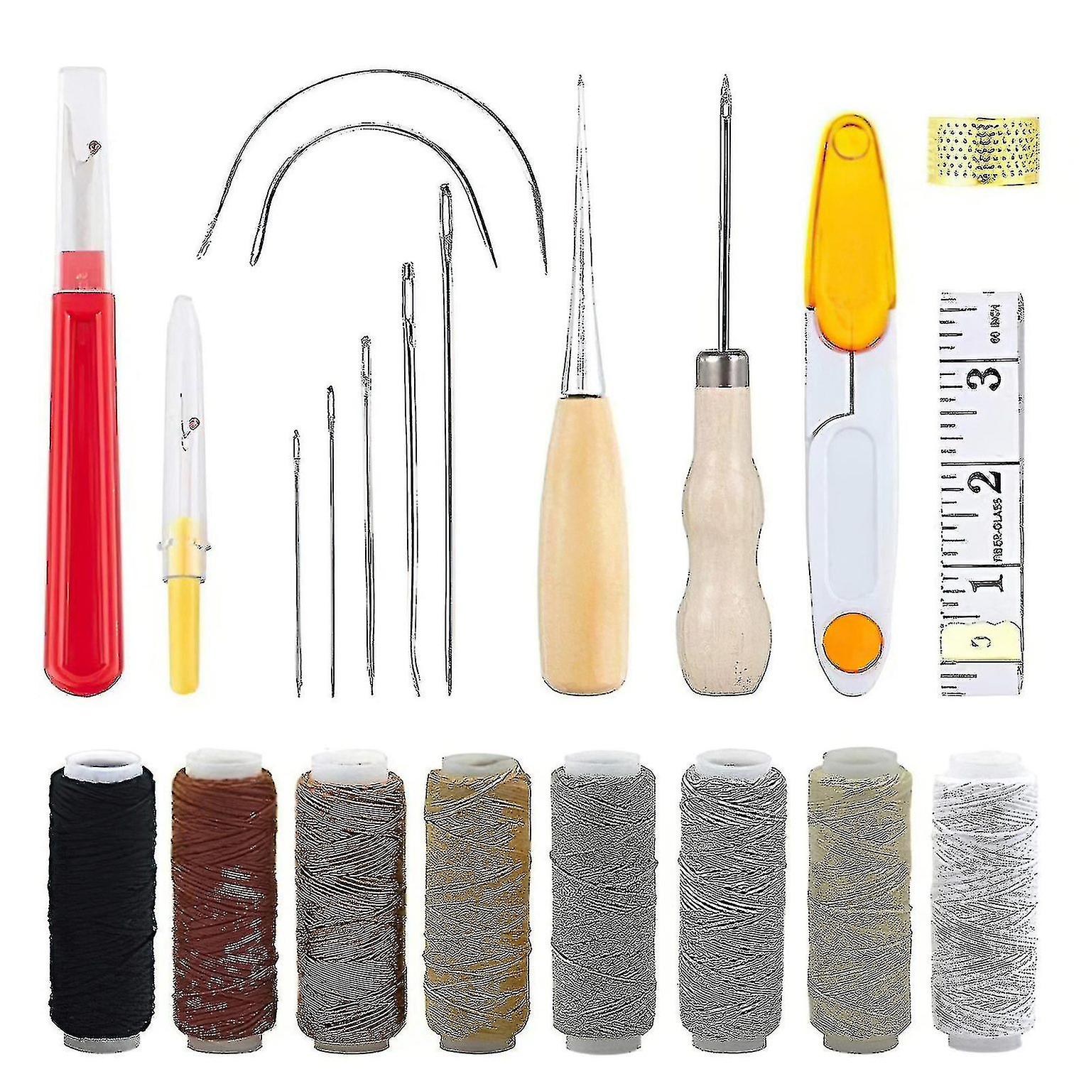 Leather Craft Tool Set with Hand Sewing Box, DIY Hand Sewing Tools