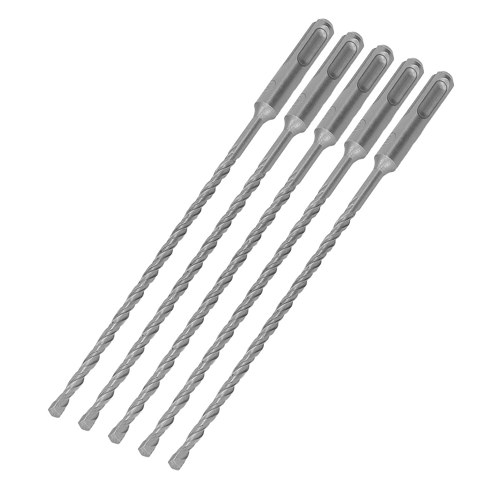 5PCS Impact Drill Bits with Carbide Tip Rotary Hammer Bit 2 Flute Spiral Bits for Brick Concrete 210mm 5mm / 0.2in 