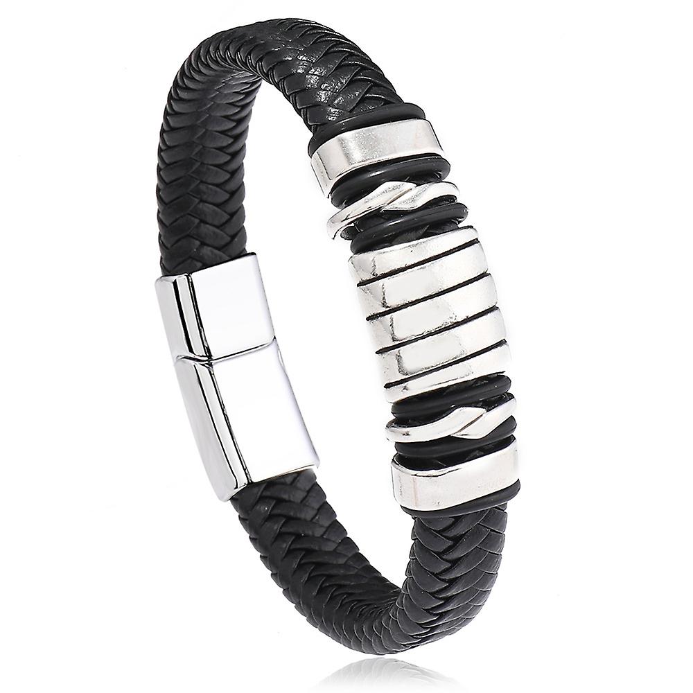 צמידי עור אופנתיים לגברים נירוסטה רב שכבתי קלוע חבל צמידי גברים צמידי תכשיטי Pulsera Hombre