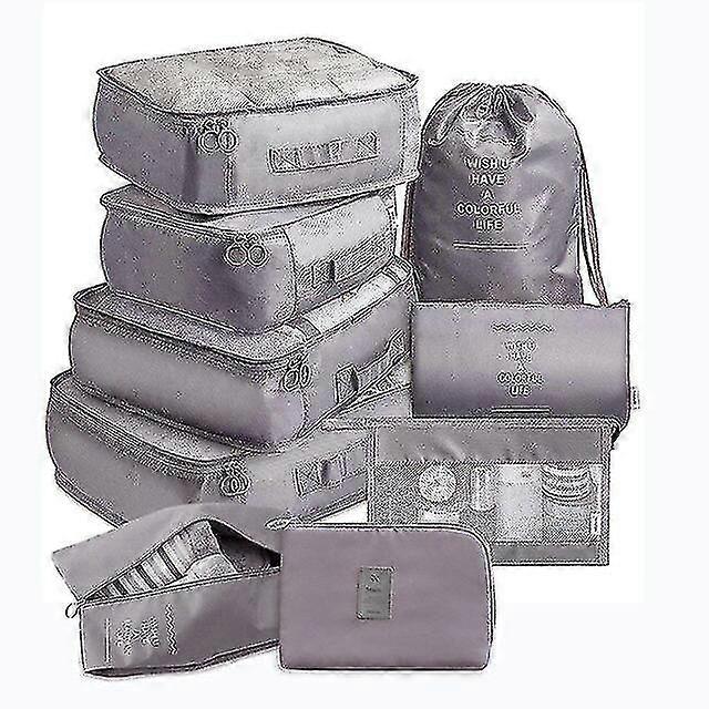 طقم حقائب منظم السفر، 9 قطع، حقائب أمتعة محمولة، مثالية لتخزين الأحذية والملابس داخل حقيبتك