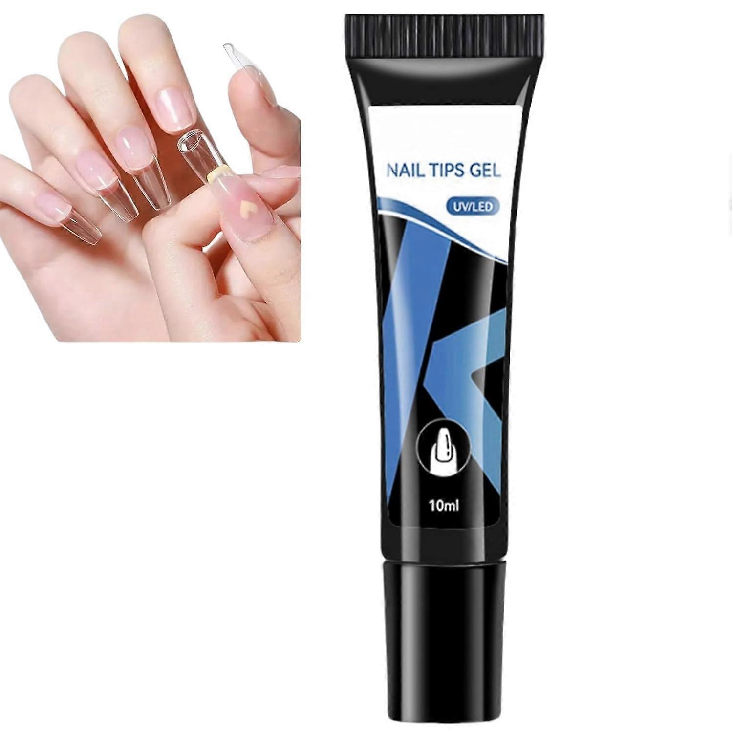 Solid Nail Glue Gel for Press On Nails, for Fake Nails Soft Gel Nail Tips Solid Hard Gel for Nails Nail Art DIY Home UV Light Cured