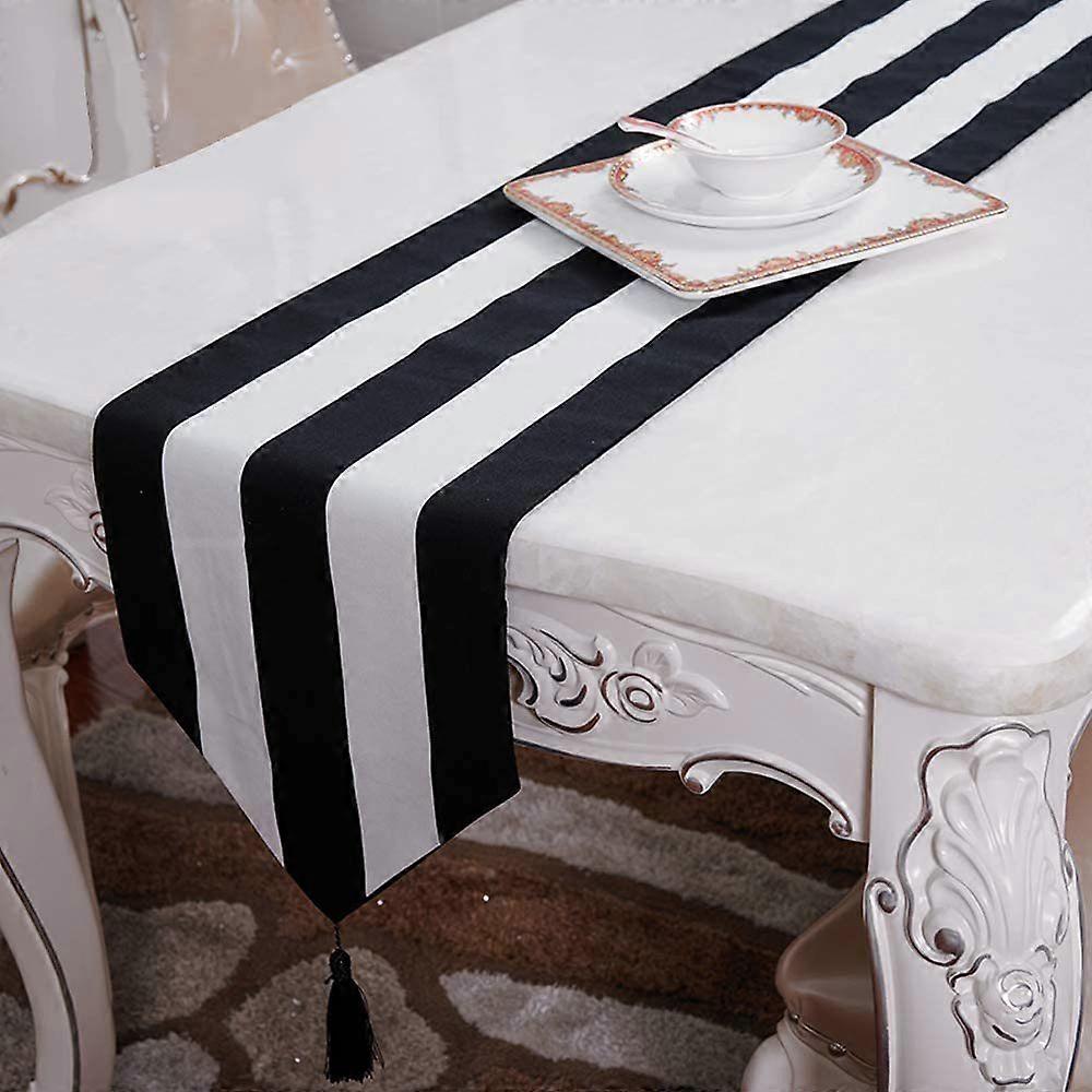 Western Classic Stripe Table Runner 12" x 63" (Black + White)