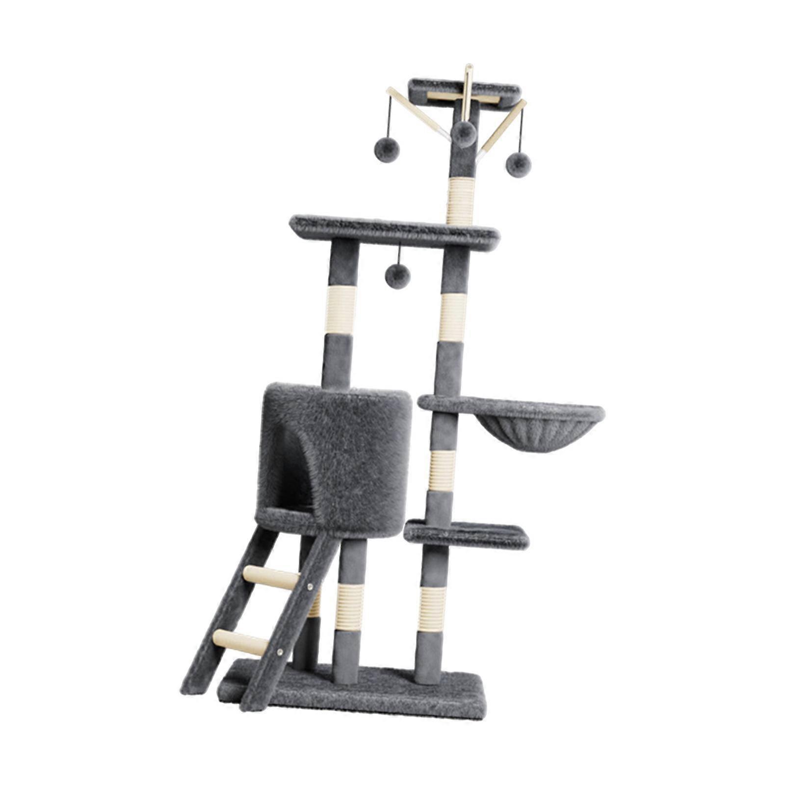 Cat Tree (133cm Tall) Multi Level Toy Training Cat Platform for All Ages Cat Dark Gray