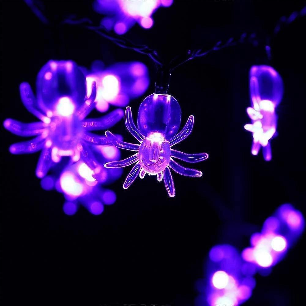 Halloween String Lights, 30 LED 13ft Halloween Lights Purple Spider String Lights Battery Operated 8