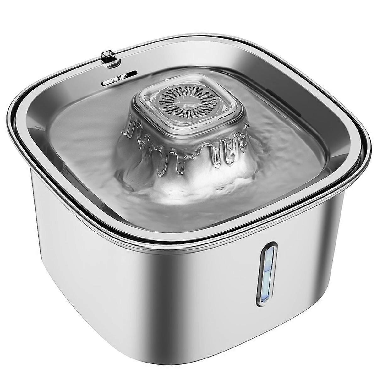 Fontaine à eau pour chat en acier inoxydable, 3 L, distributeur d'eau automatique pour chien avec filtration multiple, silencieux
