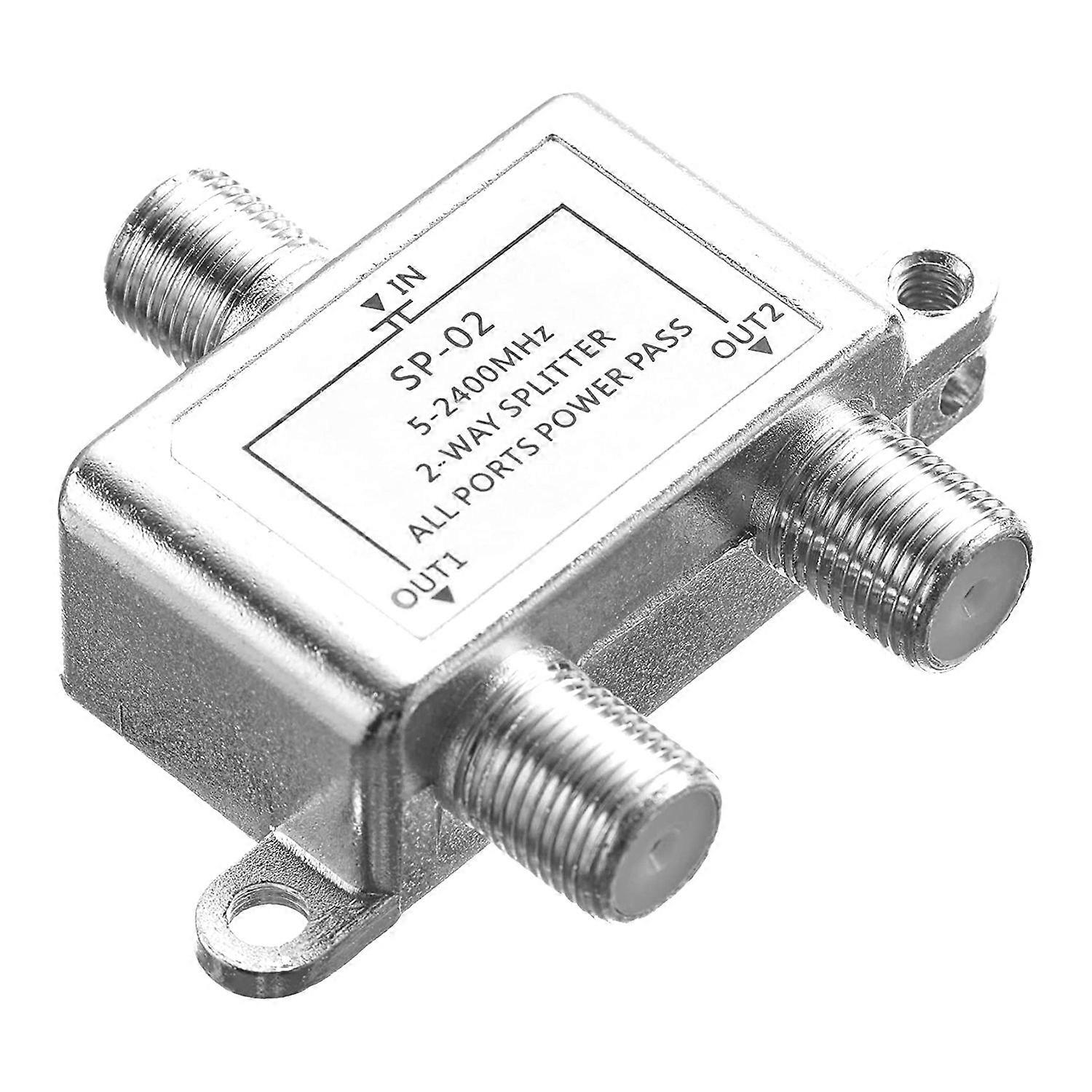 Digital 2 Way Coaxial Cable Splitter 5-2400MHz, RG6 Compatible, Work with Analog/Digital TV Connect