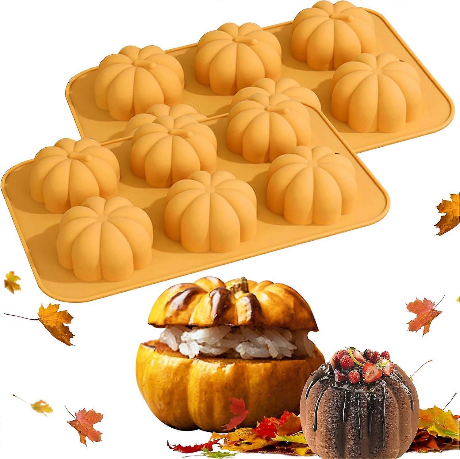 2pcs Halloween Silicone Cake Mold 6 Holes Pumpkin Shape