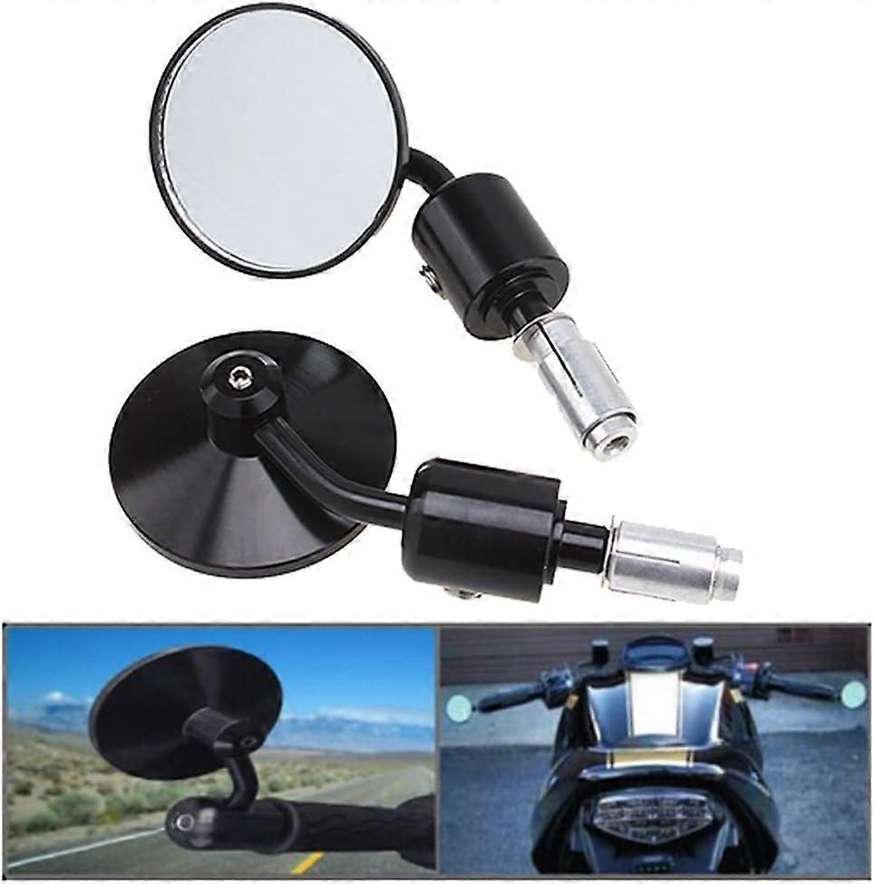 7/8" Round End Convex Motorcycle Mirrors Handlebars Side Mirrors
