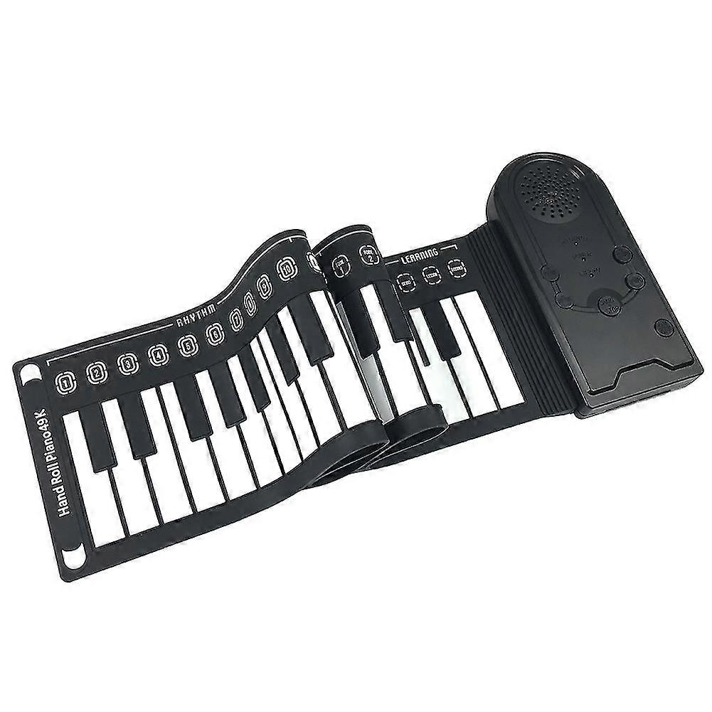 Portable Hand Roll Piano Flexible Digital Roll Up Piano Keyboard Silicone Folding Electronic Keyboard Rechargeable Children Early Learning Piano