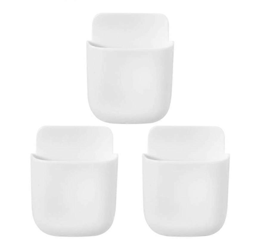 3-Piece Remote Control Holder - Wall Mount Media Organizer with Storage Box