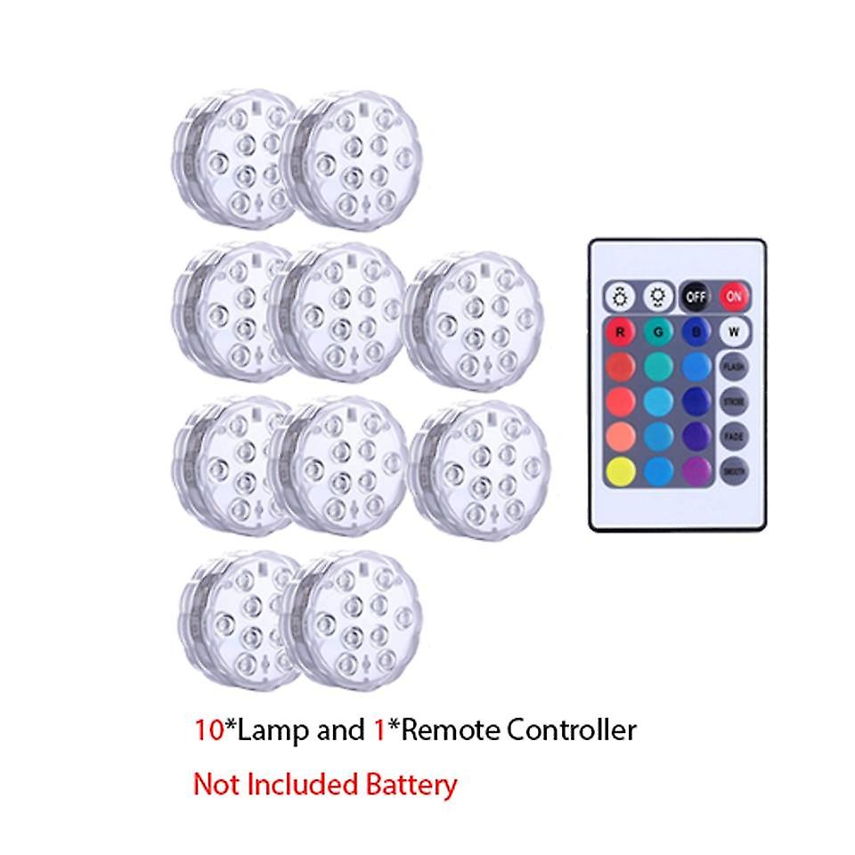 10 Led Remote Controlled Submersible Light Battery Operated Rgb Underwater Lamp For Outdoor Garden Swimming Pool Party Vase