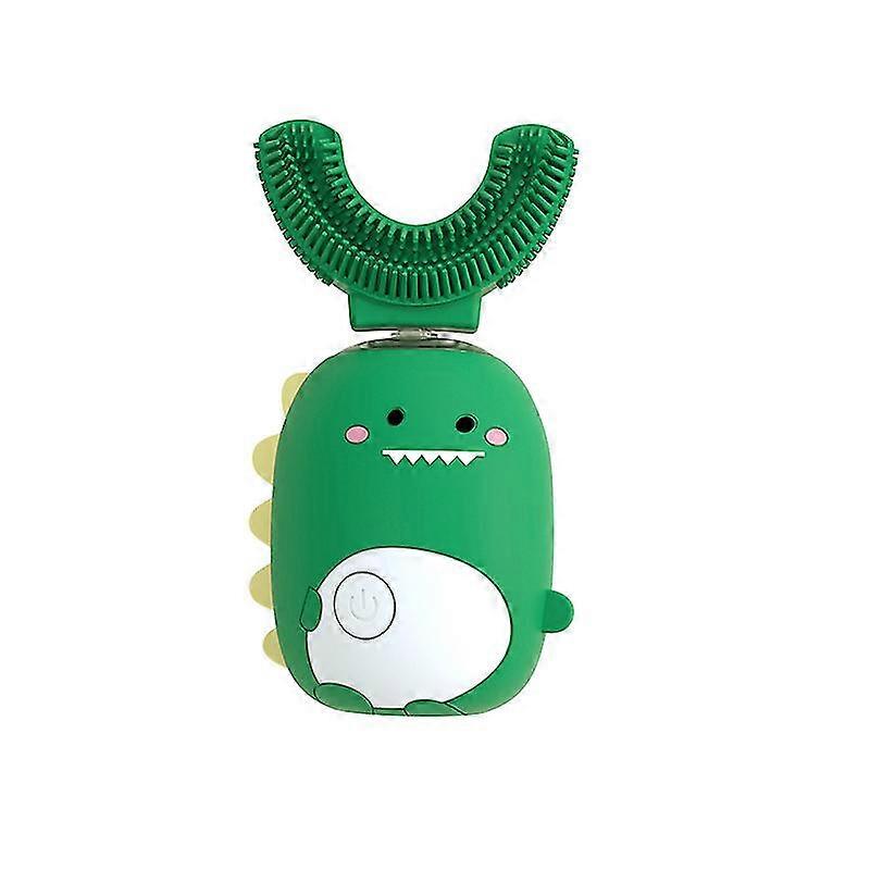 Smart U-shaped children's electric toothbrush voice teaching sonic soft bristle waterproof toothbrush green
