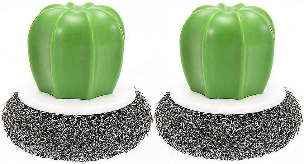 2pcs Creative Cactus Shaped Kitchen Brushes,black Plastic Handle