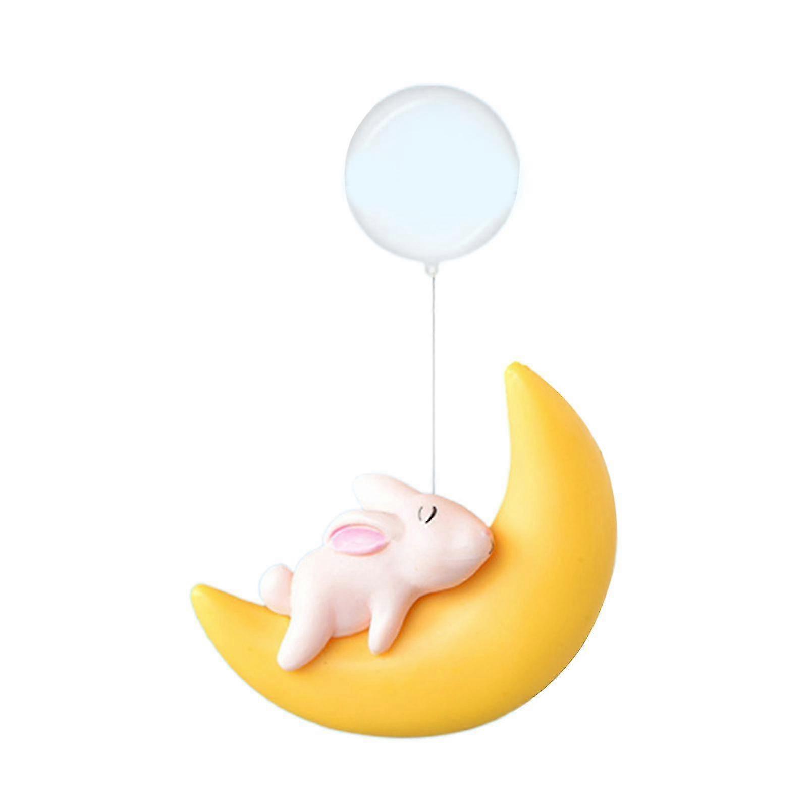 Fish Tank Ornament Unfading Color Creative Realistic Vivid Pollution-free Decorating Cute Rabbit Bear Moon Float Figurines For Underwater