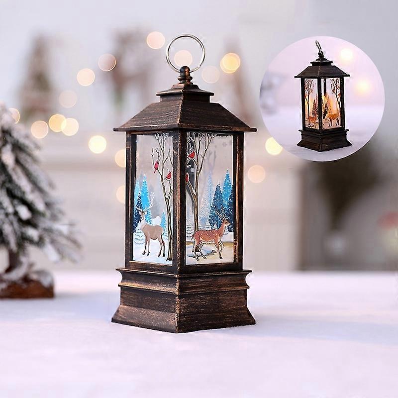 White Snowman Pattern Christmas Simulation Flame LED Lamp