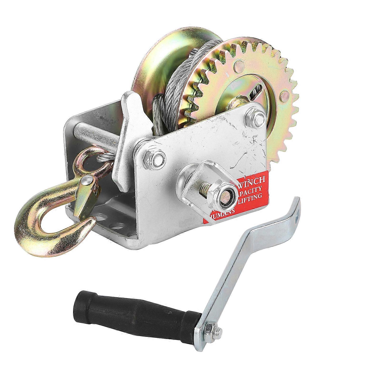 600lbs Hand Winch Heavy Duty Steel Cable Crank Automobile Accessory for ATV Boat Trailer