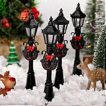 Pack De 4 Farolas Navideñas En Miniatura | Luces De Calle ABS A Escala 1:100 Para Casas De Muñecas Y Belenes