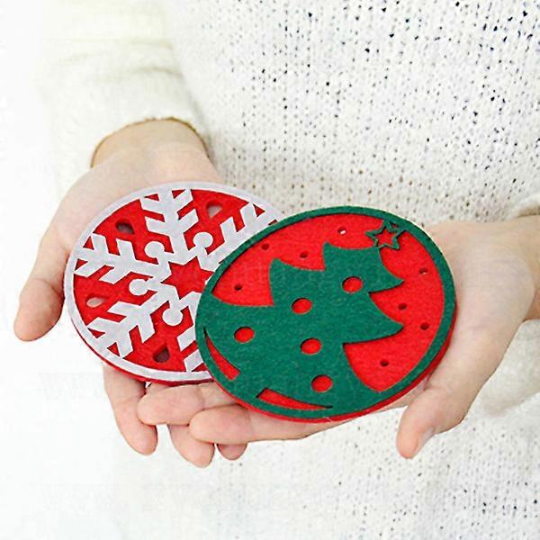 10pcs Christmas Drinking Cup Mat Snowflake