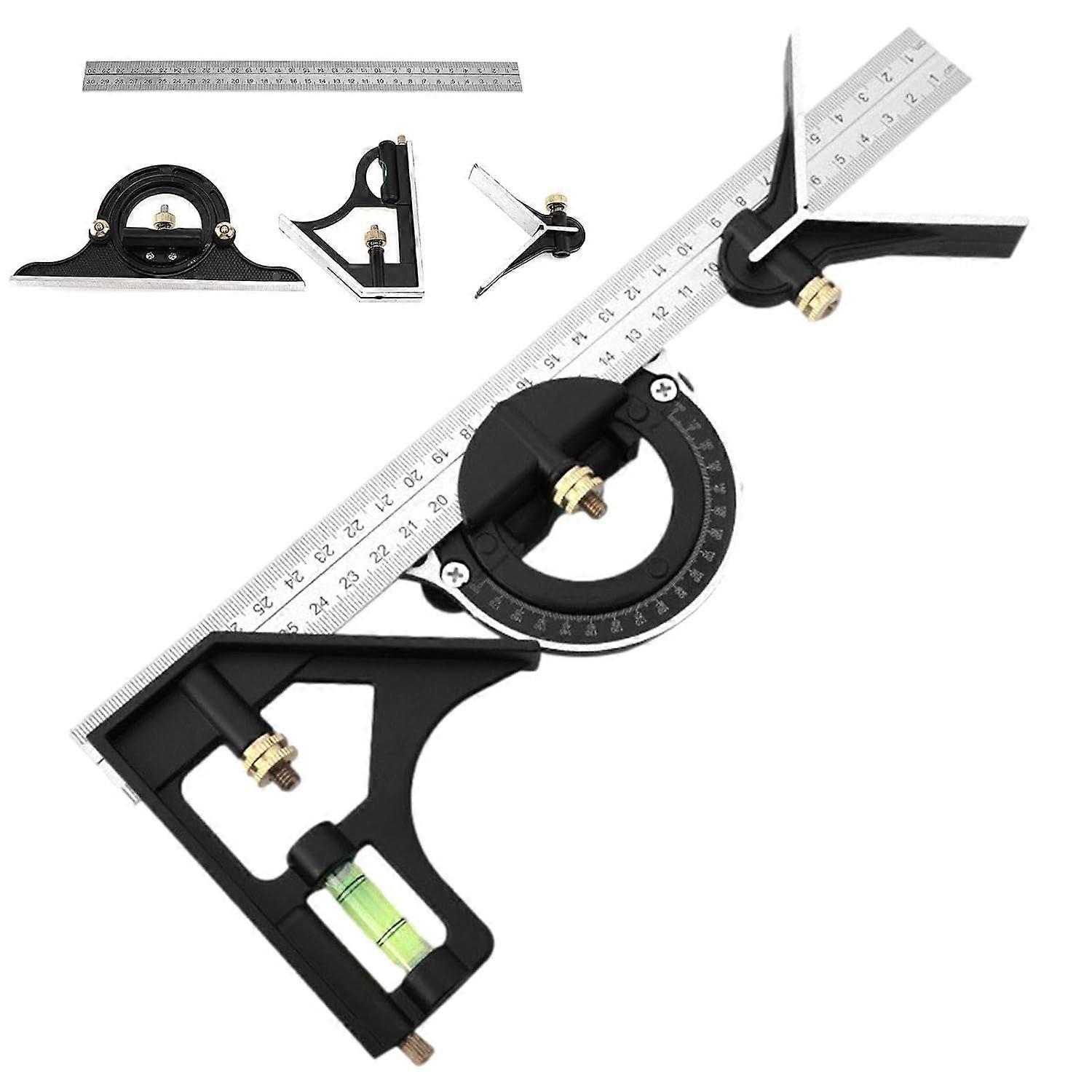 Woodworking Combination Square, Metalworking Combination Square, Precise Woodworking Square Set, Carpentry Wear-Resistant Measuring Tool, Square