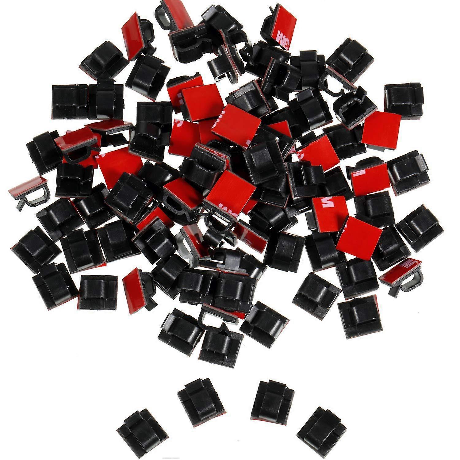 Set of 20 mini black self-adhesive cable holders