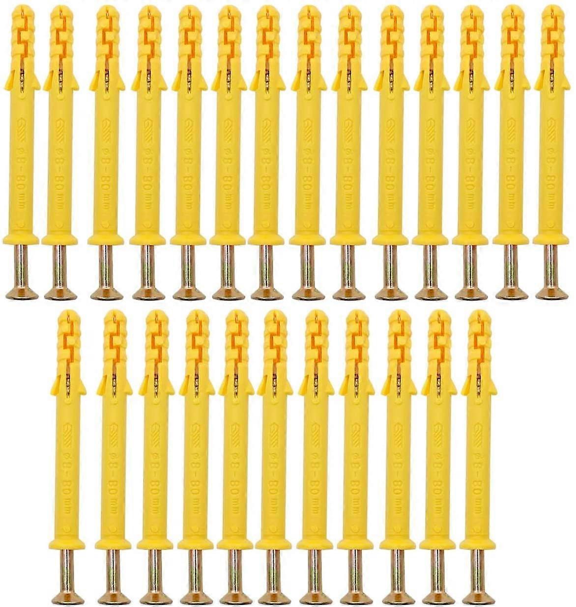 25 Dowels With Screws (M8*80) High Strength Box Screws Self Tapping Screws Can Be Used To Fix Plasterboard Walls, Easy To Use Dowel Screw Set