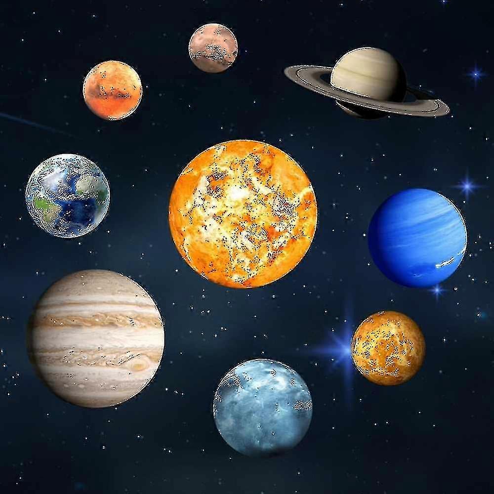 9pcs / set 9 Planet Sonnensystem Fluoreszierende Wand Stick Das Universum