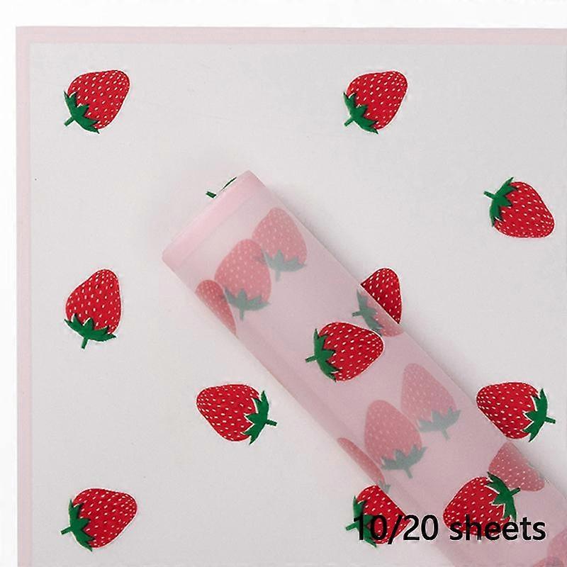 10/20pcs Waterproof Plastic Gift Packaging Paper Strawberry Pattern Packaging Paper