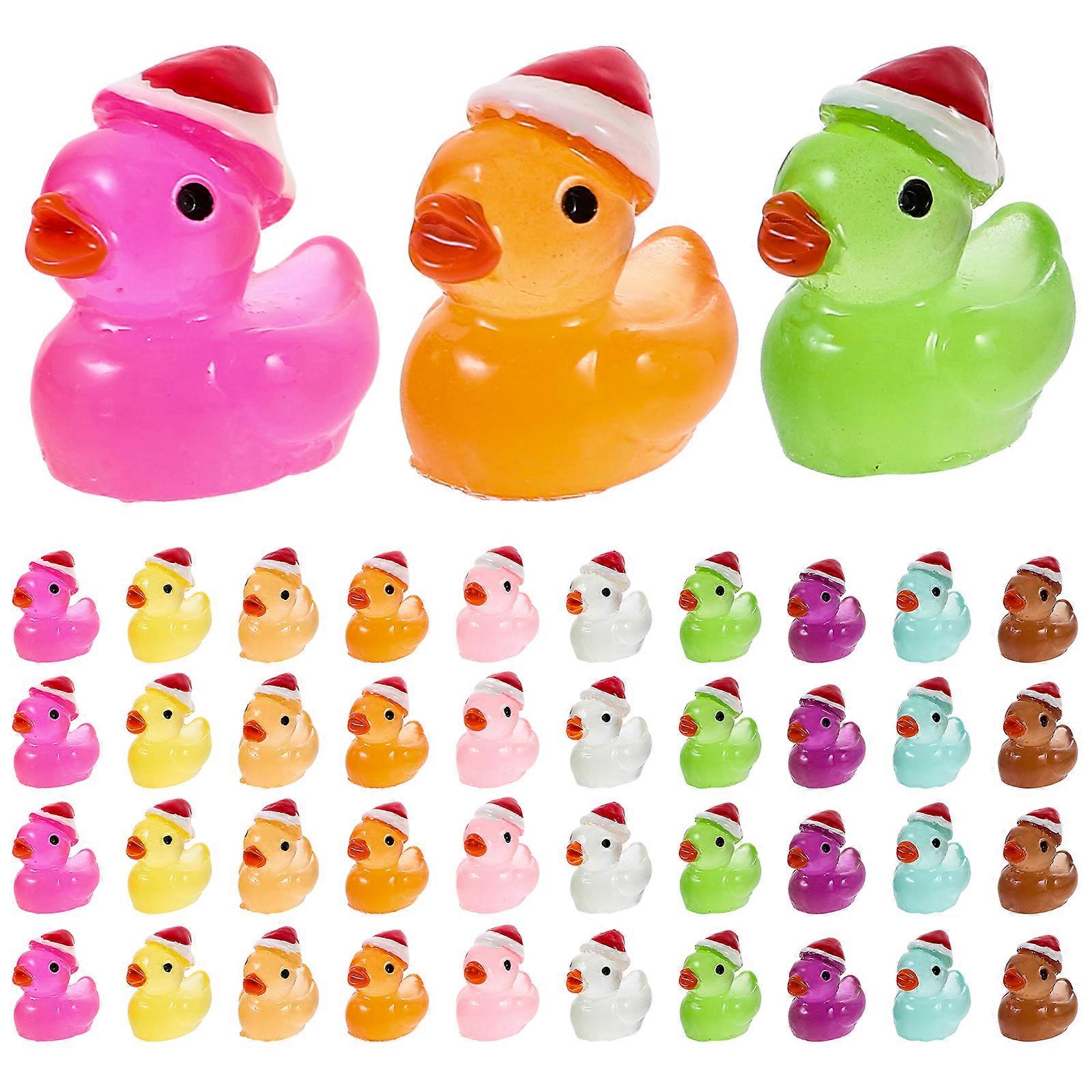 50pcs Miniature Glowing In The Dark Duck Figurines Mini Duck Decoration Mini Garden Decorations