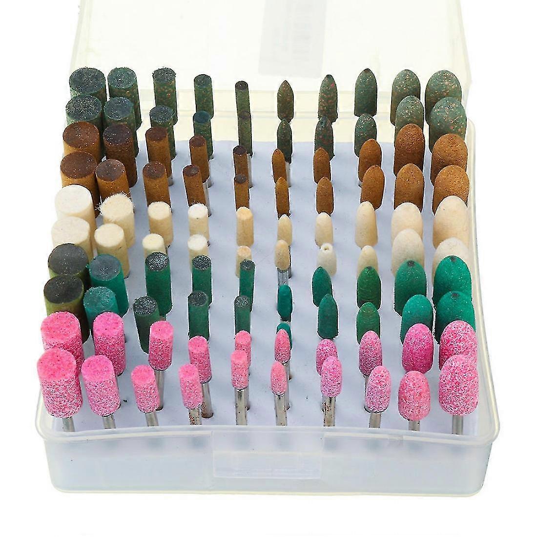 100pcs 5 Different Assorted Mounted Point Stone Rubber Grinding Head Polishing Wheel Wool Felt Dremel Drill Rotary Tool