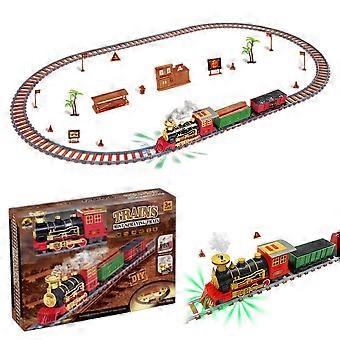 134/190Pcs Classic Christmas Train Set Mini Train Toy Set with with Headlight Smoke Realistic Sounds Electric Rail Car Toy Set for Kid